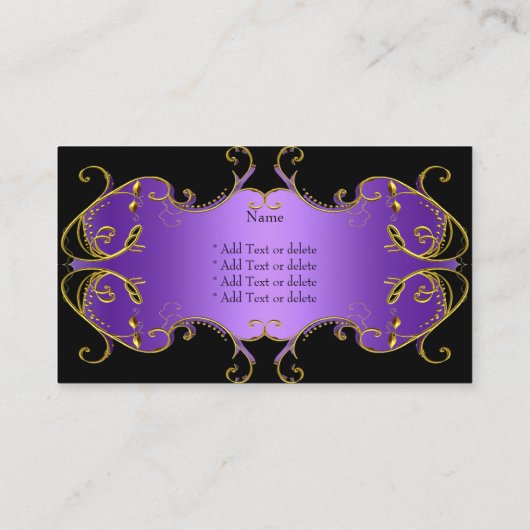 Professionele Paarse Black Gold Elegant Business Visitekaartje (Achterkant)