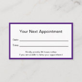 Professionele Paarse en witte Doctor's Kantoor Afsprakenkaartje (Voorkant)