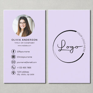 Professionele Paarse Lila Foto Logo Social Media Visitekaartje