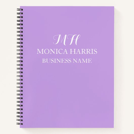 Professionele Paarse Monogram Beginletter Zakelijk Notitieboek (Voorkant)
