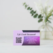 Professionele Paarse Ombre Glitter QR Code Visitekaartje (Staand voorkant)