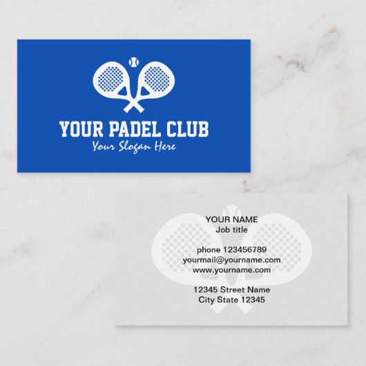 Professionele padel tennis visitekaartje sjabloon (Voorkant / Achterkant)