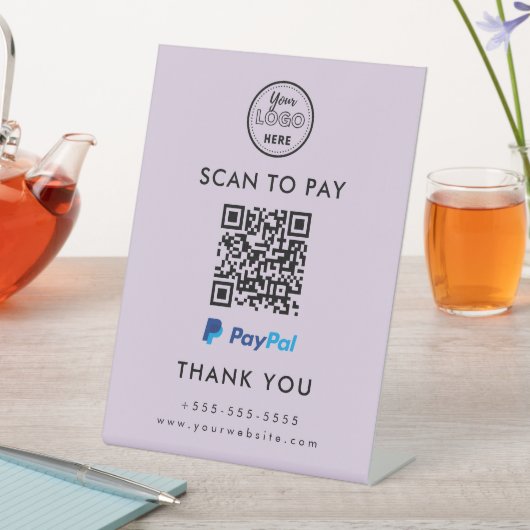 Professionele Paypal QR Code Scan naar Betalen Log Reclamebord Met Voetstuk (Insitu)