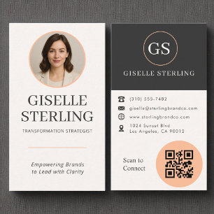 Professionele Peach Sinaasappel Foto QR-code Visitekaartje