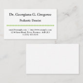 Professionele pediatrische tandheelkundige Visitek Visitekaartje (Voorkant / Achterkant)
