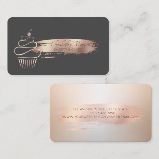 Professionele penseelstreek, snijtaart, snoepgoed visitekaartje (Voorkant / Achterkant)