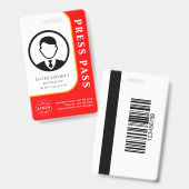 Professionele persbadge – foto- en streepjescodeon badge (Voor- en achterkant)