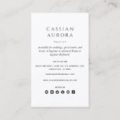 Professionele pianist en pianoleraar visitekaartje (Achterkant)