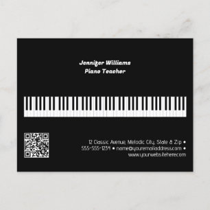 Professionele Pianoleraar Muziek Zakelijk QR Code Briefkaart