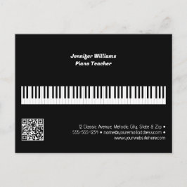 Professionele Pianoleraar Muziek Zakelijk QR Code Briefkaart