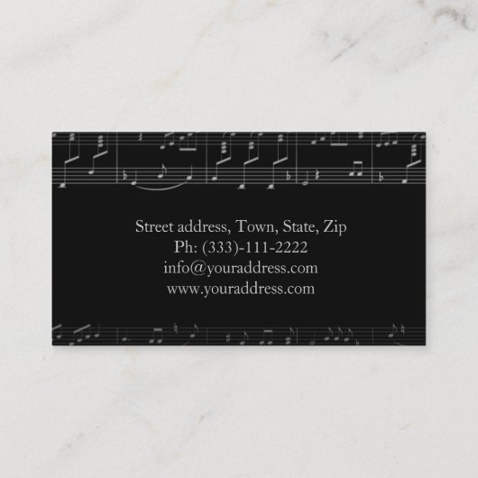 Professionele Pianomuziekleraar Kaart Visitekaartje (Achterkant)