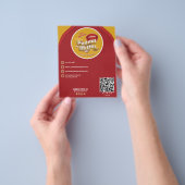 Professionele Pindakaas Logo & QR Code Rood Flyer (Hand)
