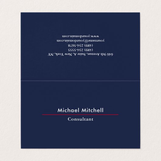 Professionele Plain Elegant Blauw Rood Minimalist Visitekaartje (Buitenkant ongevouwen)