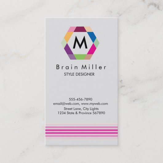 Professionele Plain Elegant Modern Eenvoudig Hexag Visitekaartje (Voorkant)