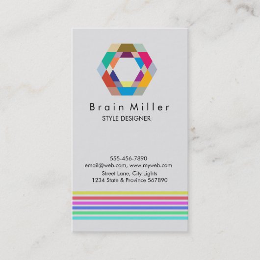 Professionele Plain Elegant Modern Eenvoudig Hexag Visitekaartje (Voorkant)