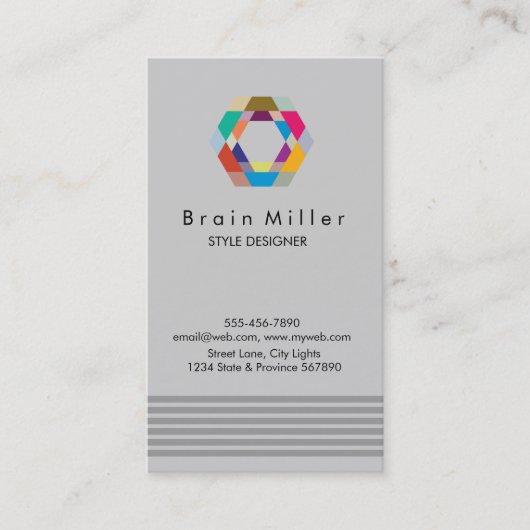 Professionele Plain Elegant Modern Eenvoudig Hexag Visitekaartje (Voorkant)