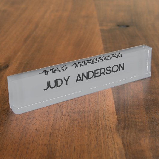 Professionele Plain Modern Elegant Grijs Naambordje (Zijkant)