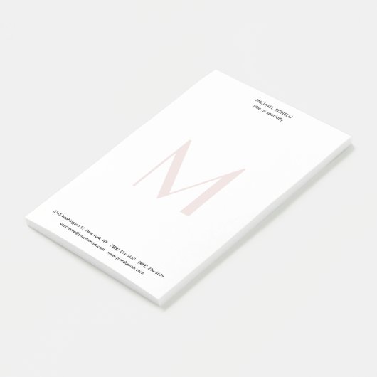 Professionele Plain Moderne Minimalistische Monogr Post-it® Notes (Schuin)