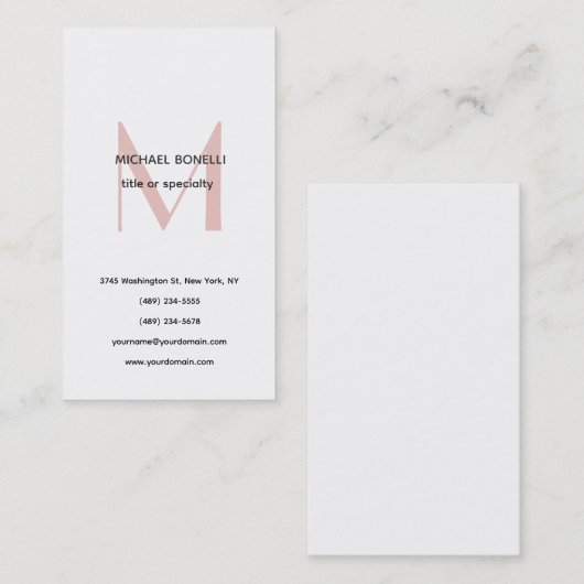 Professionele Plain Moderne Minimalistische Monogr Visitekaartje (Voorkant / Achterkant)