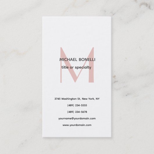 Professionele Plain Moderne Minimalistische Monogr Visitekaartje (Voorkant)