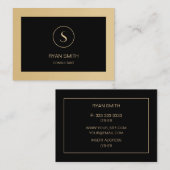 Professionele Plain Monogram Zwart Gouden Visitekaartje (Voorkant / Achterkant)