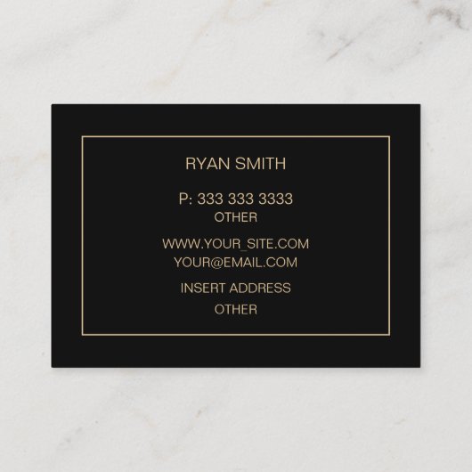 Professionele Plain Monogram Zwart Gouden Visitekaartje (Achterkant)