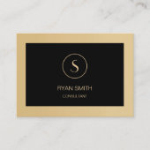 Professionele Plain Monogram Zwart Gouden Visitekaartje (Voorkant)