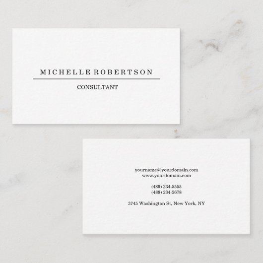 Professionele Plain Uniek Minimalistisch Zwart Wit Visitekaartje (Voorkant / Achterkant)