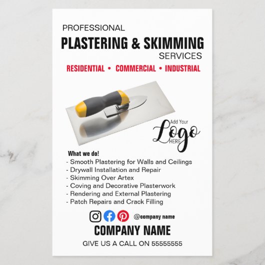 Professionele Pleister- en Afwerkservices – Flyer (Voorkant)