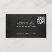 Professionele Premium Goud Zwart leer Modern QR Visitekaartje (Achterkant)