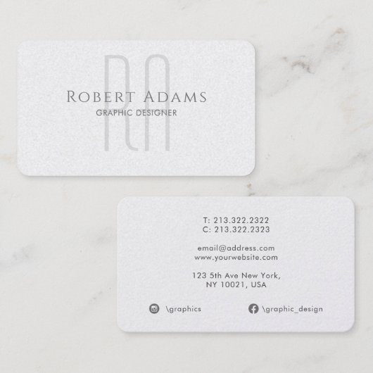 Professionele Premium Parelwijn en Grijze Monogram Visitekaartje (Voorkant / Achterkant)