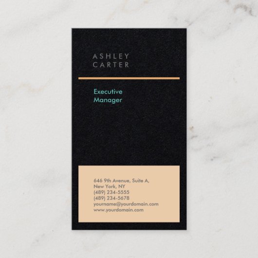 Professionele Premium Zwart Blauw Minimalistisch M Visitekaartje (Voorkant)