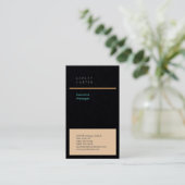 Professionele Premium Zwart Blauw Minimalistisch M Visitekaartje (Staand voorkant)