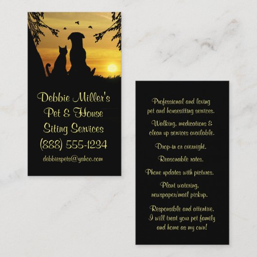 Professionele puntentelling met honden en katten visitekaartje (Voorkant / Achterkant)