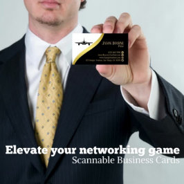 Professionele QR-code Black Gold Pilot Minimalist Visitekaartje