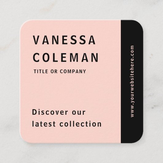 Professionele QR Code Blush Roze Sociale Media Vierkante Visitekaartje (Voorkant)