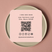 Professionele QR Code Blush Roze Sociale Media Vierkante Visitekaartje