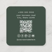 Professionele QR Code Bos Groene Sociale Media Vierkante Visitekaartje (Achterkant)