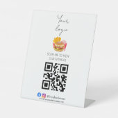 Professionele qr-code contactloos menu reclamebord met voetstuk (Voorkant)