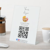 Professionele qr-code contactloos menu reclamebord met voetstuk (Insitu)