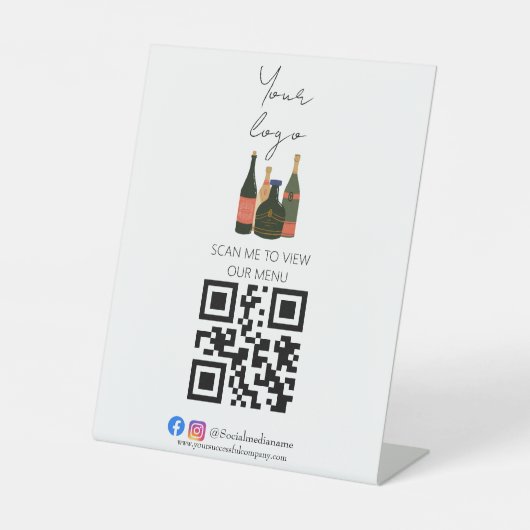 Professionele QR-code contactloos streepjesmenu Pe Reclamebord Met Voetstuk (Voorkant)