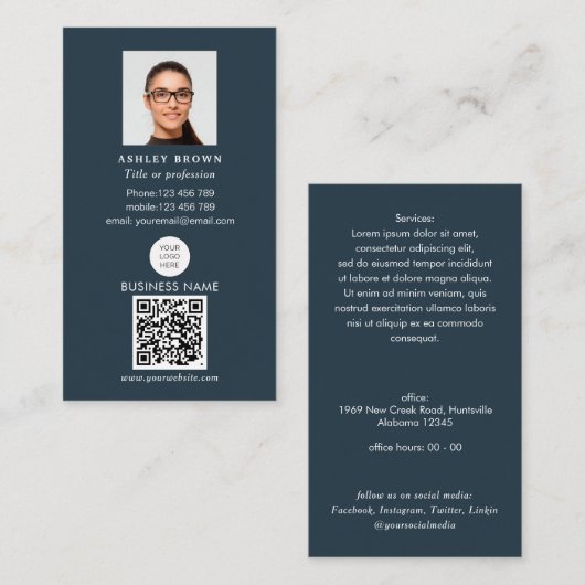 Professionele QR-code Eenvoudige foto in onroerend Visitekaartje (Voorkant / Achterkant)