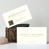 Professionele QR-code Elegante Crème en Gouden Scr Visitekaartje