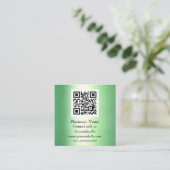 Professionele QR-code Emerald Green Metallic Vierkante Visitekaartje (Staand voorkant)