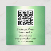 Professionele QR-code Emerald Green Metallic Vierkante Visitekaartje (Voorkant)
