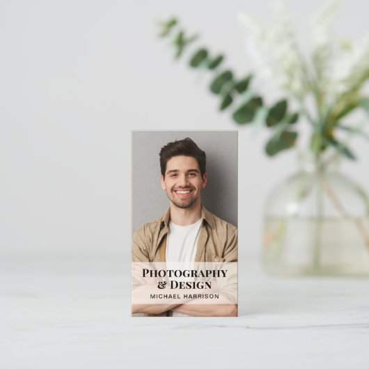 Professionele QR-code Foto Kraft Papier Visitekaartje (Staand voorkant)