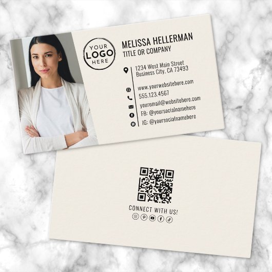 Professionele QR Code Foto Uw Logo Cream Visitekaartje
