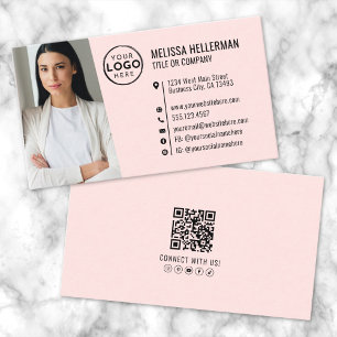 Professionele QR Code Foto Uw Logo Roze Visitekaartje