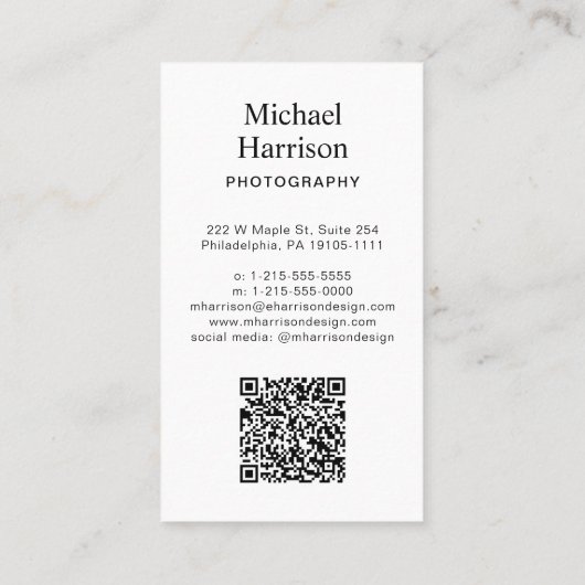 Professionele QR Code Foto Visitekaartje (Achterkant)