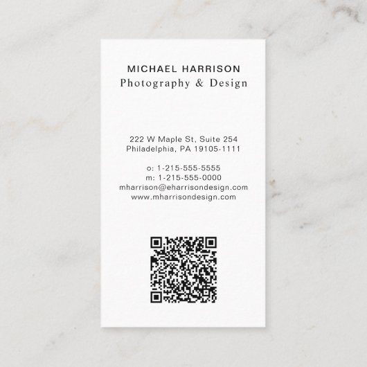 Professionele QR Code foto zilver Visitekaartje (Achterkant)